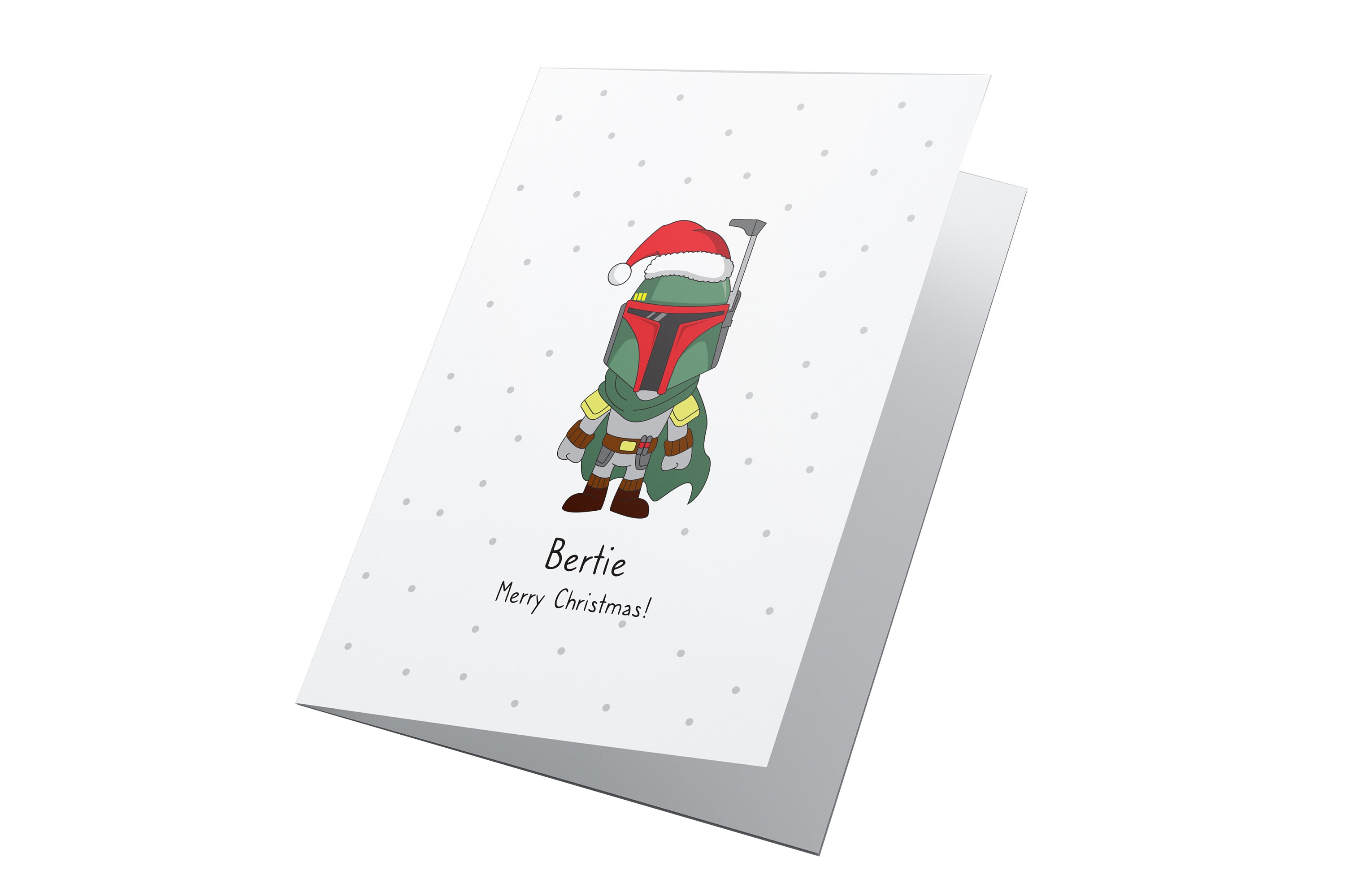 boba fett star wars personalised christmas card, star wars