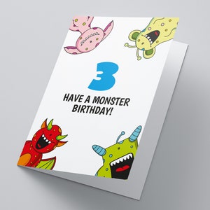 Carte personnalisée Monster Birthday, carte d’anniversaire, carte d’anniversaire des garçons, carte d’anniversaire des filles, carte monstre, carte de petit-fils, petits monstres