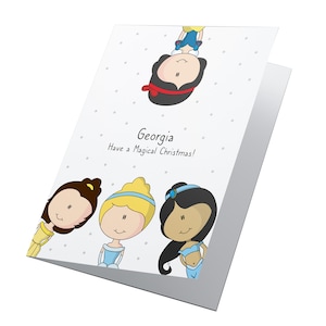 Prinzessinnen! Personalisierte Weihnachtskarte, Disney Prinzessin Weihnachten, frohe Weihnachten, Kinderweihnachtskarte, frohe Weihnachten, Weihnachtskarte