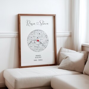 Stampa di fidanzamento personalizzata, regalo di fidanzamento, regalo di fidanzamento, regalo per fidanzamento, stampa del luogo del fidanzamento, ricordo di fidanzamento