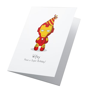 Cartão de aniversário de super-herói personalizado, cartão de aniversário de meninos, cartão de aniversário de meninas, cartão de super-herói do Homem de Ferro, cartão personalizado