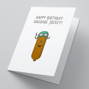 Jockey saucisse! Carte d’anniversaire rude, carte drôle d’anniversaire, carte de mari, carte d’épouse, carte gaie, carte d’anniversaire gai, carte de joyeux anniversaire