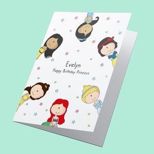 Disney Prinzessin personalisierte Geburtstagskarte, Tochter Geburtstagskarte, Mädchen Geburtstagskarte, Disney Prinzessin Karte, personalisierte Karte