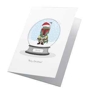 Boba Fett sneeuwbol Star Wars gepersonaliseerde kerstkaart, Star Wars kerst, kinderkerstkaart, Merry Xmas, kerstkaart, Star Wars