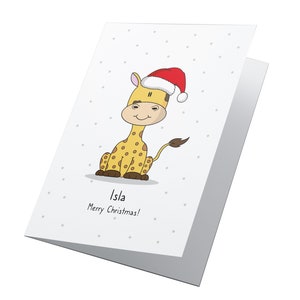 Girafa! Cartão de Natal personalizado, Cartão de Natal infantil, Cartão de Natal para netos, Cartão de Natal para filhos, Cartão de Natal fofo