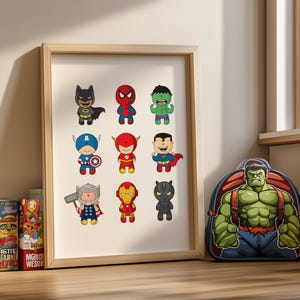 Superhero Print, Superhero Bedroom Art, Superhero Decor, Superhero Girls Bedroom, Superhero Boys Bedroom, NurseryPrint, Boys Bedroom Print, girls Bedroom Print, Batman Bedroom, Spiderman Bedroom, Iron Man Bedroom, Superhero bedroom design
