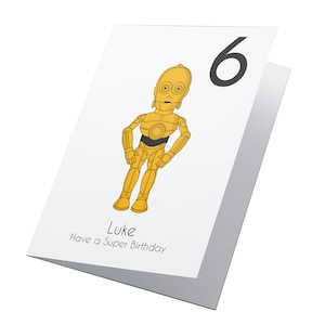 C3PO Star Wars Personalised Birthday Card, Any Age Birthday Card, Star Wars Birthday Card