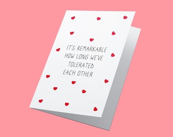 ¡Tolerados unos a otros! Tarjeta de aniversario, Novio, Novia, Esposo, Esposa, Pareja, Tarjeta de Aniversario Divertido, Con Amor, Tarjeta de Amor