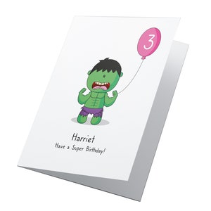 Cartão de aniversário de super-herói personalizado, cartão de aniversário de meninos, cartão de aniversário de meninas, cartão de super-herói, cartão personalizado