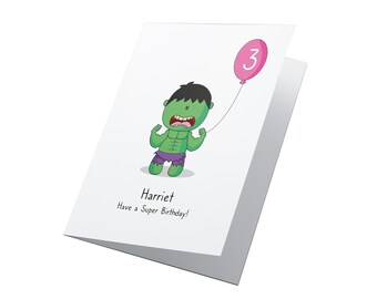 Cartão de aniversário de super-herói personalizado, cartão de aniversário de meninos, cartão de aniversário de meninas, cartão de super-herói, cartão personalizado