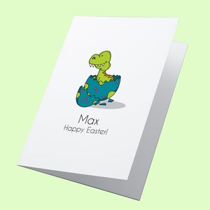 Cartão de Páscoa personalizado de dinossauro, Cartão de dinossauro, Cartão de Páscoa feliz, Cartão de Páscoa para neto, Cartão de Páscoa para neta, Cartão de Páscoa Reino Unido