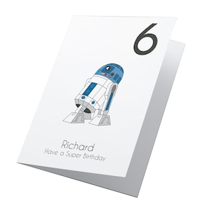 R2D2 Star Wars Personalised Birthday Card, Any Age Birthday Card, Star Wars Birthday Card