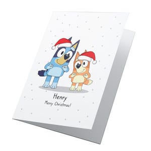 Cartão de Natal personalizado Bluey & Bingo, Cartão de Natal inspirado em Bluey, Cartão de Natal Bluey, Cartão de Natal especial