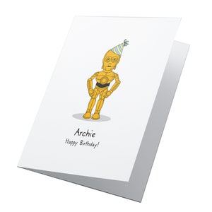 C3PO Star Wars Personalised Birthday Card, Any Age Birthday Card, Star Wars Birthday Card