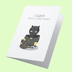 Pantera Negra! Cartão de Páscoa Personalizado, Cartão de Feliz Páscoa, Cartão de Páscoa de Super-heróis, Cartão de Páscoa dos Vingadores, Cartão de Páscoa da Marvel