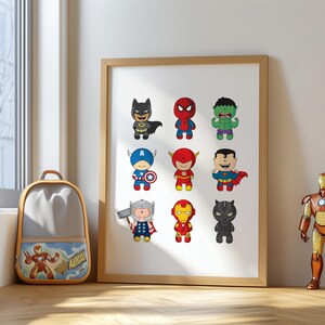 Superhero Print, Superhero Bedroom Art, Superhero Decor, Superhero Girls Bedroom, Superhero Boys Bedroom, NurseryPrint, Boys Bedroom Print, girls Bedroom Print, Batman Bedroom, Spiderman Bedroom, Iron Man Bedroom, Superhero bedroom design