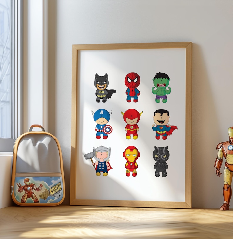 Superhero Print, Superhero Bedroom Art, Superhero Decor, Superhero Girls Bedroom, Superhero Boys Bedroom, NurseryPrint, Boys Bedroom Print, girls Bedroom Print, Batman Bedroom, Spiderman Bedroom, Iron Man Bedroom, Superhero bedroom design