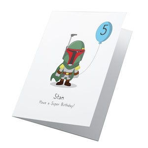 Boba Fett Star Wars Personalised Birthday Card, Any Age Birthday Card, Star Wars Birthday Card