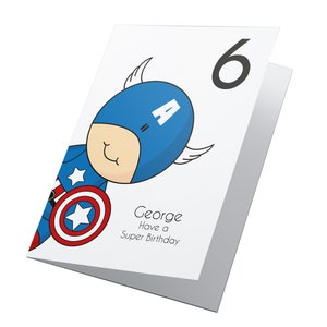Anniversaire de super-héros personnalisé, anniversaire de garçons, carte d'anniversaire de filles, carte de super-héros, carte Captain America, carte personnalisée, carte pour fils