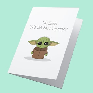YO-DA beste leraar! Gepersonaliseerde lerarenkaart, Star Wars-kaart voor leraren, bedanktkaart, bedankkaart voor leraren, kaart einde schooljaar, lerarenkaart