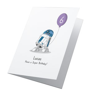 Biglietto di compleanno personalizzato R2D2 Star Wars, biglietto di compleanno per qualsiasi età, biglietto di compleanno Star Wars