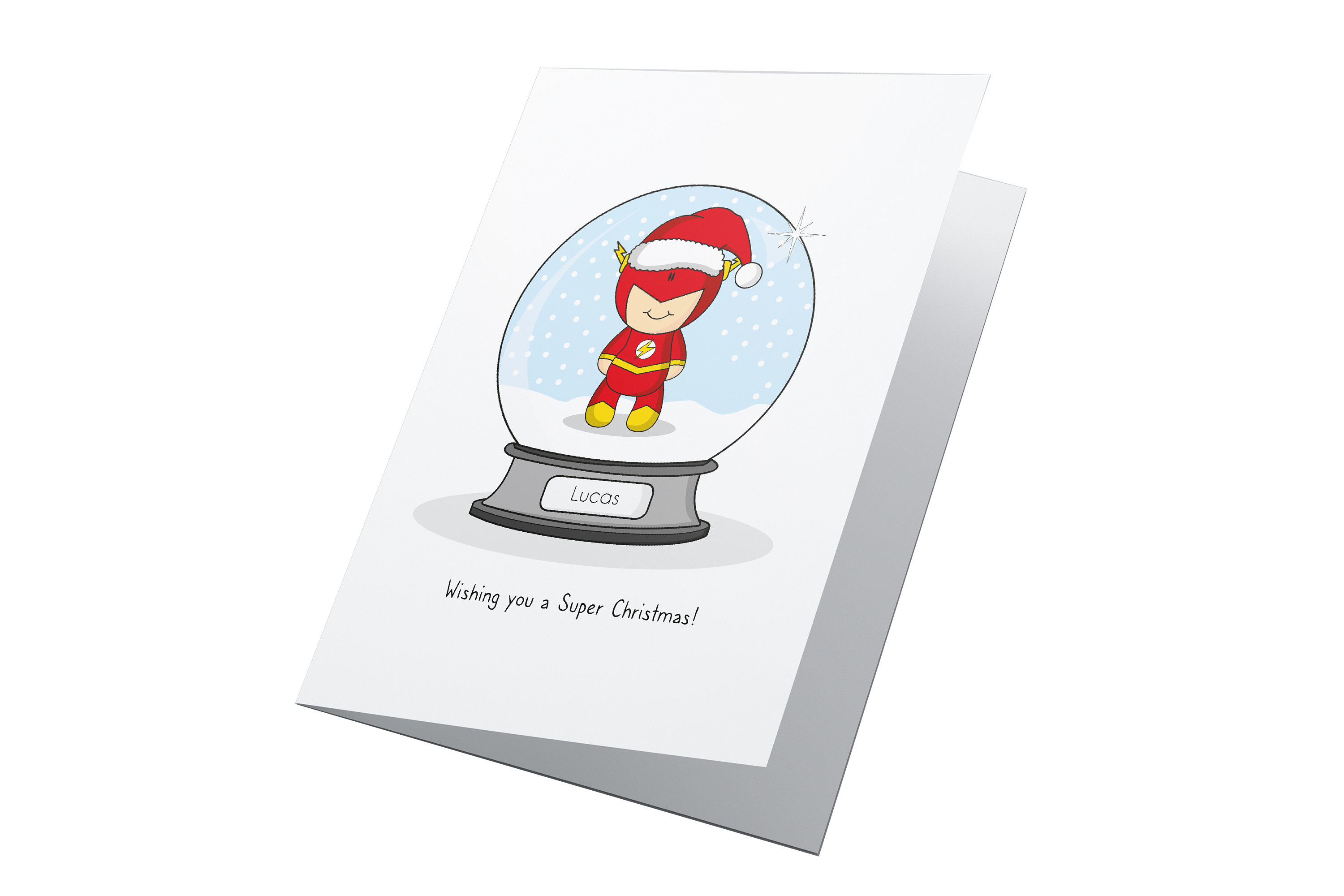 Personalised polar bear snow globe The Flash Snow Globe Personalised Christmas Card Superhero | Etsy