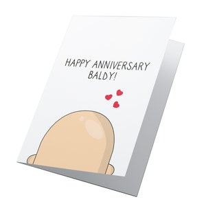 Tarjeta de aniversario de Baldy, tarjeta de feliz aniversario, marido de tarjeta de aniversario, aniversario divertido, tarjeta de Baldy