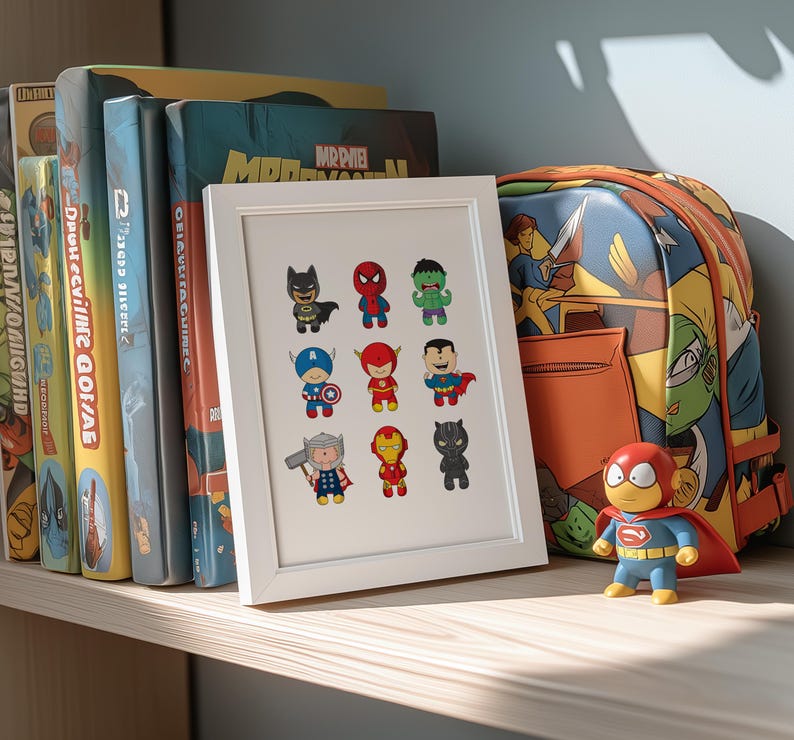 Superhero Print, Superhero Bedroom Art, Superhero Decor, Superhero Girls Bedroom, Superhero Boys Bedroom, NurseryPrint, Boys Bedroom Print, girls Bedroom Print, Batman Bedroom, Spiderman Bedroom, Iron Man Bedroom, Superhero bedroom design