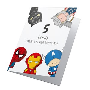 Gepersonaliseerde superheld verjaardagskaart, jongens verjaardagskaart, meisjes verjaardagskaart, jongen superheld kaart, gepersonaliseerde kaart, meisje superheld kaart