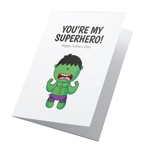 ¡Papá superhéroe! Tarjeta personalizada del Día del Padre, Feliz Día de los Padres, Día de los Padres Divertidos, Tarjeta padrastro, Tarjeta del Día de los Padres Hulk, Papá Superhéroe