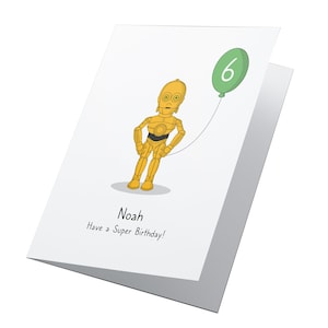 C3PO Star Wars Personalised Birthday Card, Any Age Birthday Card, Star Wars Birthday Card