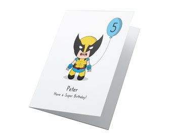 Cartão de aniversário de super-herói personalizado, cartão de aniversário de meninos, cartão de aniversário de meninas, cartão de super-herói, cartão personalizado