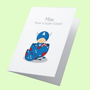 Capitão América! Cartão de Páscoa personalizado, Cartão de Feliz Páscoa, Cartão de Páscoa de Super-heróis, Cartão de Páscoa dos Vingadores, Cartão de Páscoa da Marvel
