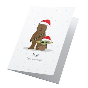 Yoda et Chewbacca ! Carte de Noël personnalisée, Noël Star Wars, Joyeux Noël, Carte de Noël pour enfants, Joyeux Noël