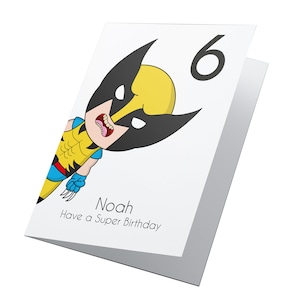 Cartão de aniversário de super-herói personalizado, cartão de aniversário de meninos, cartão de aniversário de meninas, cartão de super-herói de menino, cartão personalizado, cartão de super-herói de menina