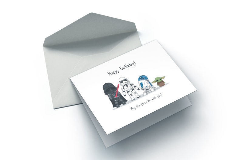 Personligt Star Wars-födelsedagskort, Baby Yoda, Stormtrooper, Darth Vader, Boba Fett, Personligt kort, Star Wars-födelsedagskort bild 2