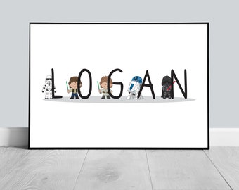 Star Wars Letter Bedroom Print, Personalised Star Wars Print, Nursery Print, Bedroom Prints, Boys Room, Girls Room, Playroom Print