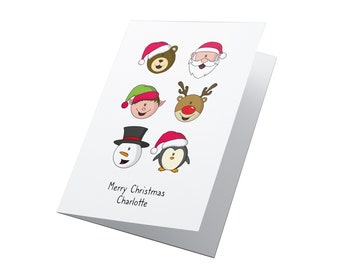 Weihnachtsgesichter! Personalisierte Weihnachtskarte, Frohe Weihnachten, Kinder Weihnachtskarte, frohe Weihnachten, Weihnachtskarte