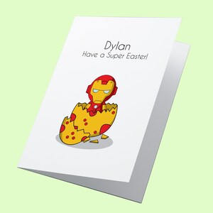 Iron Man! Biglietto di Pasqua personalizzato, biglietto di Buona Pasqua, biglietto di Pasqua dei supereroi, biglietto di Pasqua degli Avengers, biglietto di Pasqua Marvel