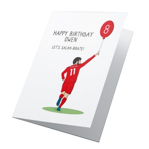 LATEN WE SALAH-BRATE! Gepersonaliseerde Mo Salah-verjaardagskaart, Mohamed Salah-verjaardagskaart, Liverpool-verjaardagskaart, Liverpool-kaart