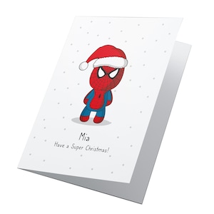 Biglietto di Natale personalizzato con supereroi, Natale con supereroi, biglietto di Natale per bambini, biglietto di Natale Marvel, biglietto Avengers