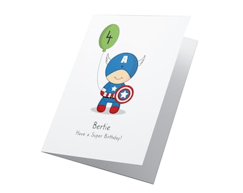 Cartão de aniversário de super-herói personalizado, cartão de aniversário de meninos, cartão de aniversário de meninas, cartão de super-herói, cartão personalizado