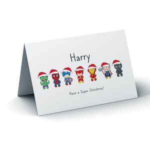 Personalisierte Superheld Weihnachtskarte, Superheld Weihnachten, Kinder Weihnachtskarte, Marvel Weihnachtskarte, Avengers Karte