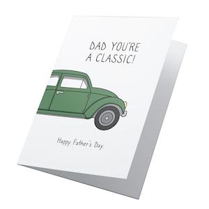 Voiture classique! Carte personnalisée de fête des pères, fête heureuse des pères, drôle de fête des pères, carte beau-père, carte papa