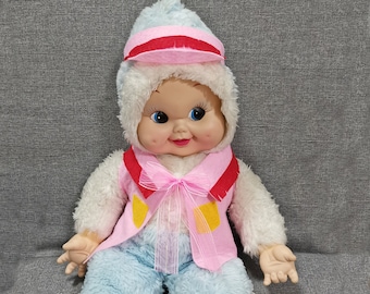 Vintage Rushton Style Chiltern Rubber Face Large Pink Bunny Plush