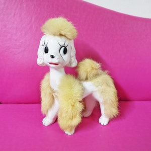 vintage ceramic kitsch white big eye puppy poodle japan 8inc