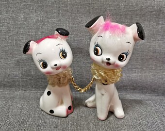 vintage japanese animal kawaii toys ceramic kitsch big eye puppy dog Figurines japan doll
