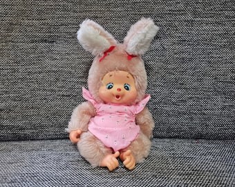 vintage stuffed animal rabbit sekiguchi monchhichi bunny japan plush doll 10&quot;