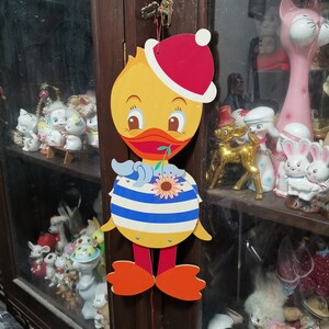 vintage toys little duck wooden puppet pulling rope 1968 germany toys