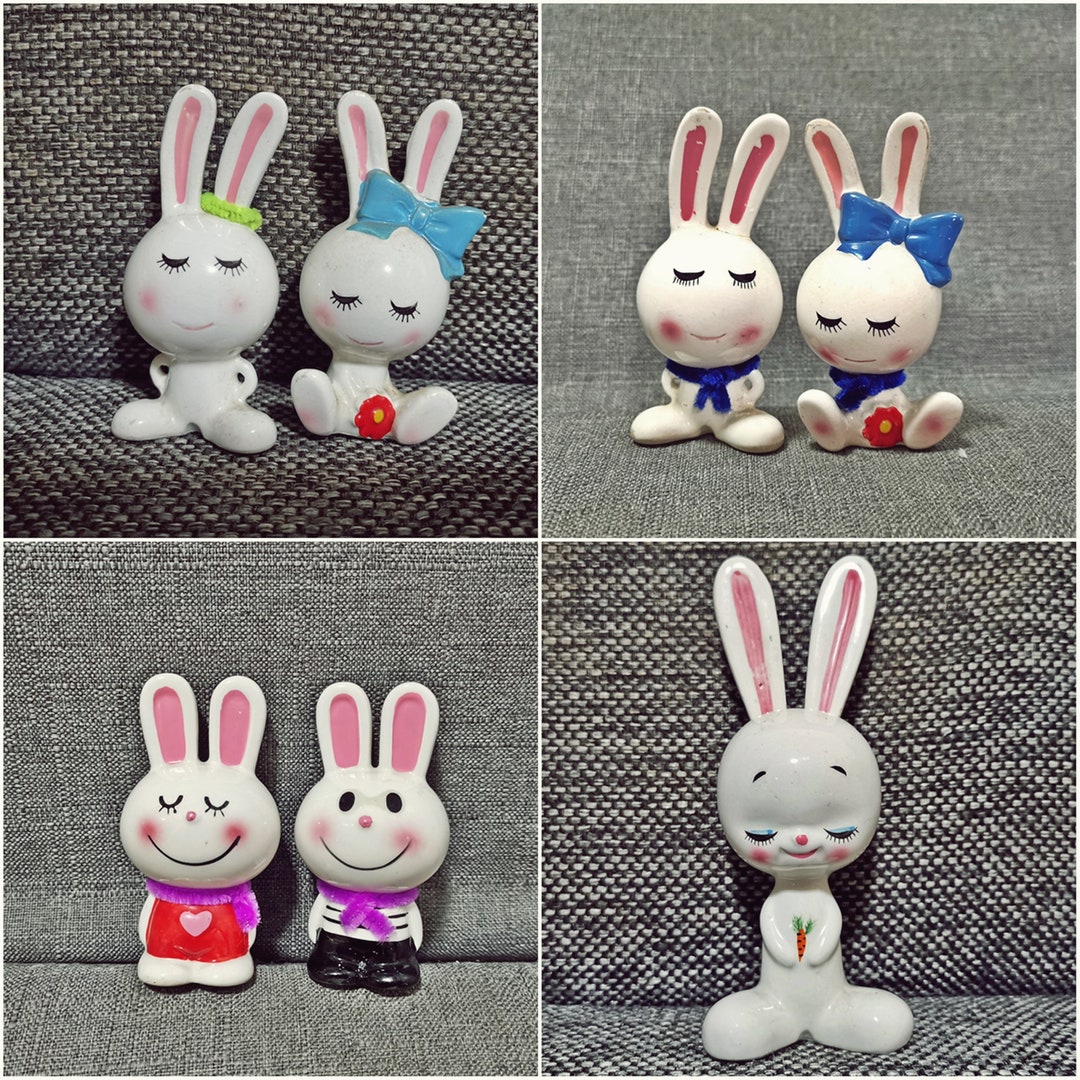 Japanese Plastic Rabbit Vintage Cute Japanese Bunny Animal Ceramic Kitsch Big Eye Bunny Rabbit ...